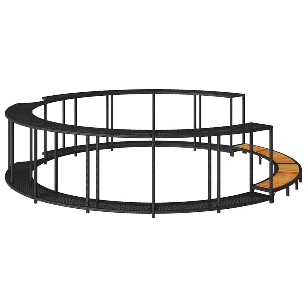 Bordo per Vasca da Spa con Portaoggetti&Gradino Polyrattan Nero - homemem39