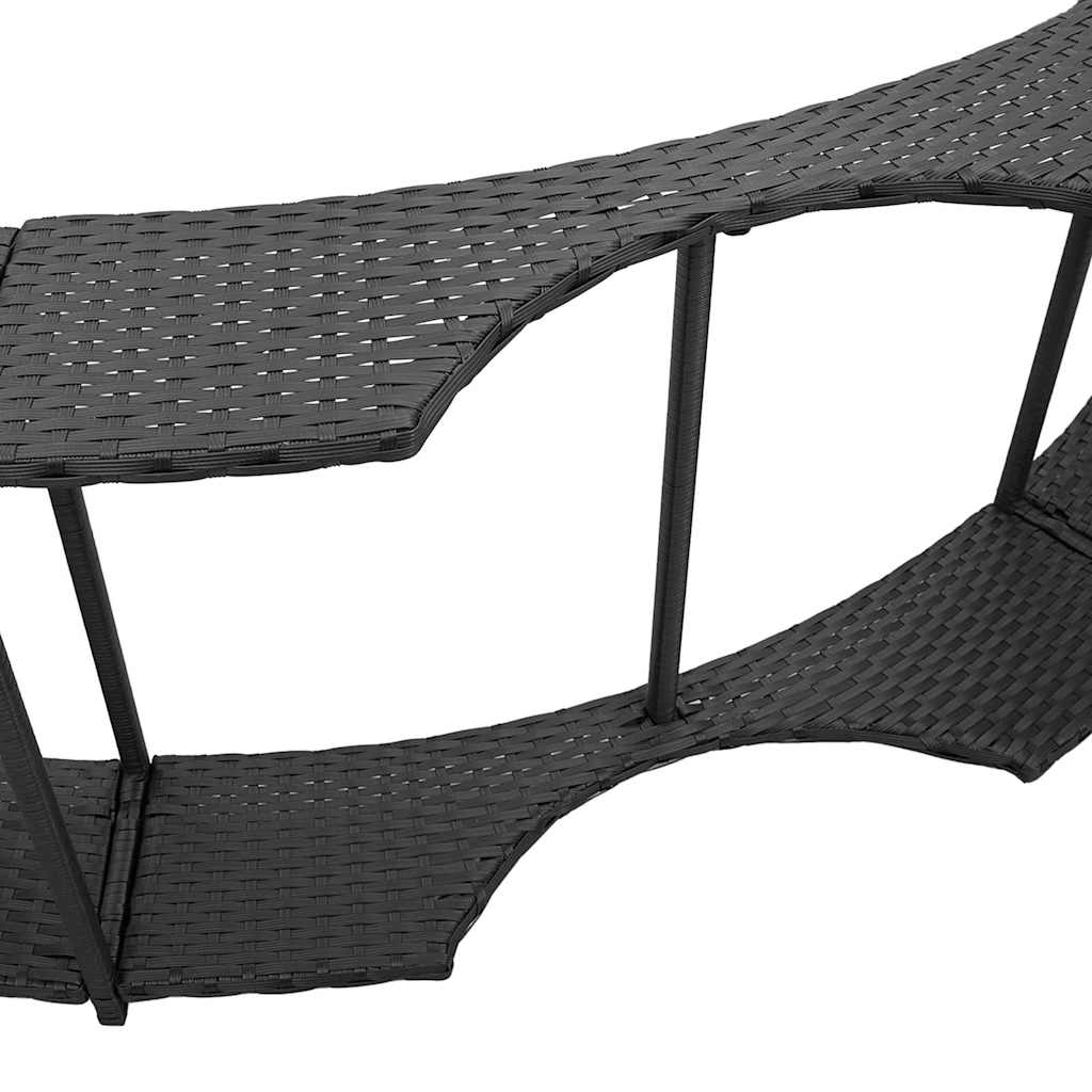 Bordo per Vasca da Spa con Portaoggetti&Gradino Polyrattan Nero - homemem39