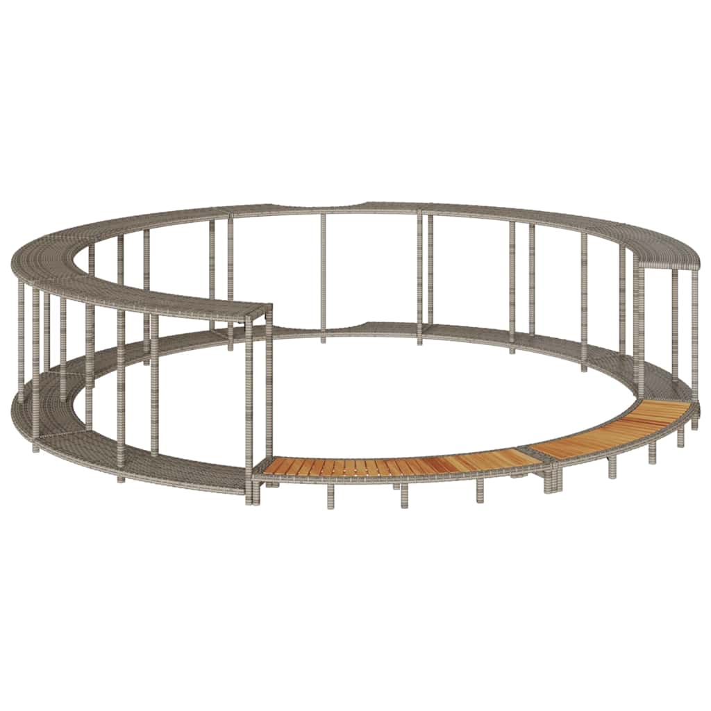 Bordo per Vasca Spa con Portaoggetti&Gradino Polyrattan Grigio - homemem39