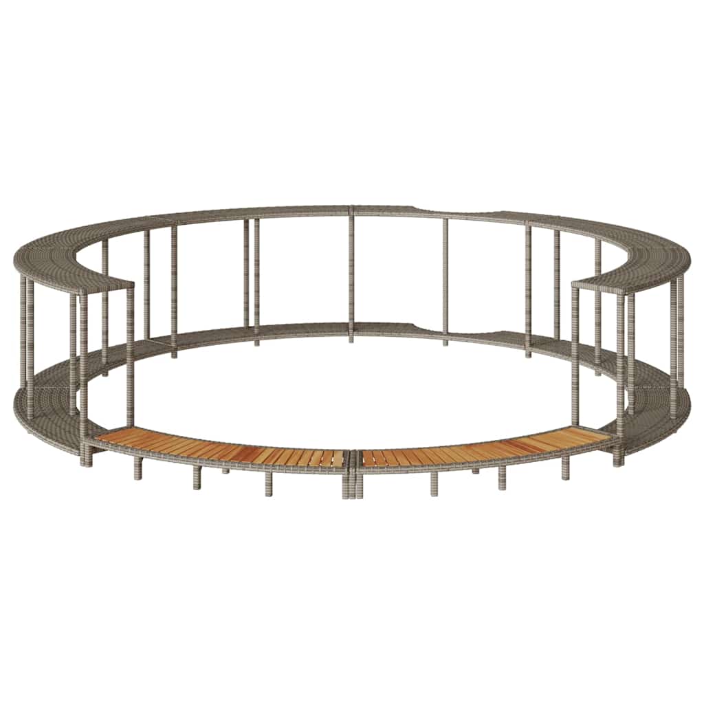 Bordo per Vasca Spa con Portaoggetti&Gradino Polyrattan Grigio - homemem39