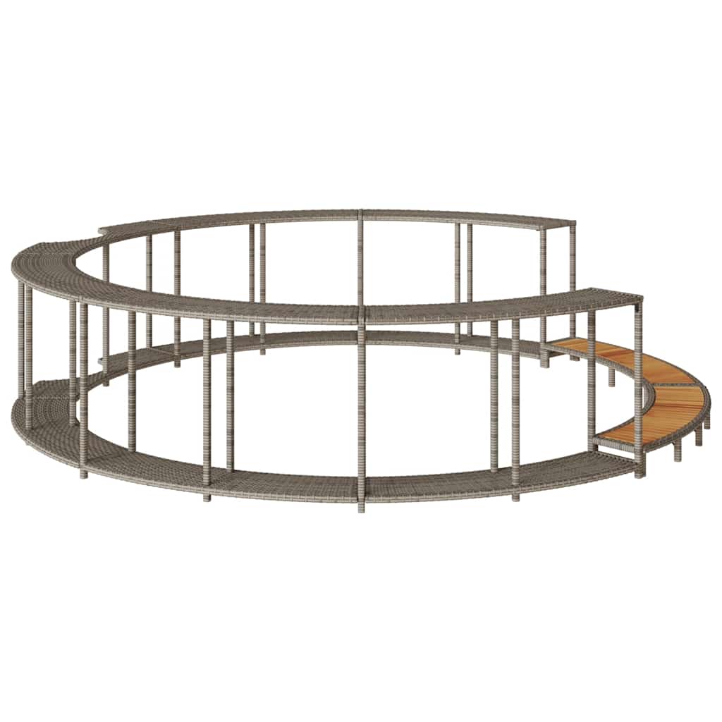 Bordo per Vasca Spa con Portaoggetti&Gradino Polyrattan Grigio - homemem39