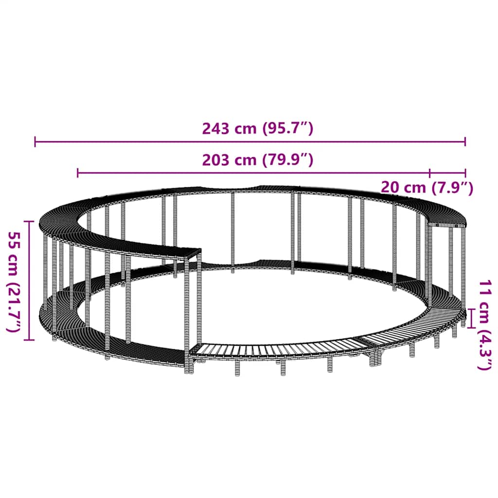 Bordo per Vasca Spa con Portaoggetti&Gradino Polyrattan Grigio - homemem39