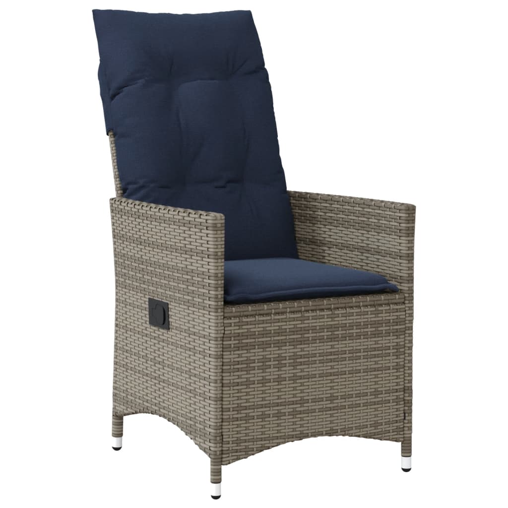 Sedia da giardino reclinabile con cuscini grigia in polyrattan