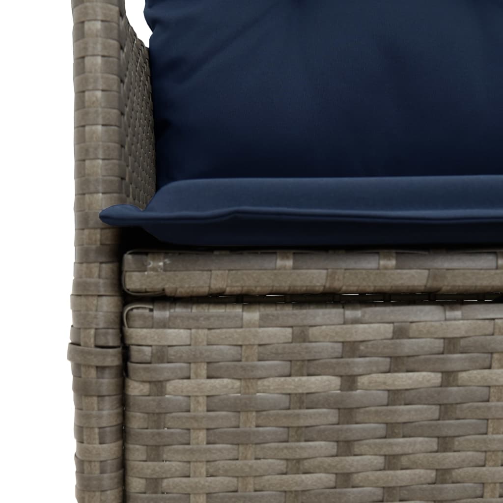 Sedia da giardino reclinabile con cuscini grigia in polyrattan