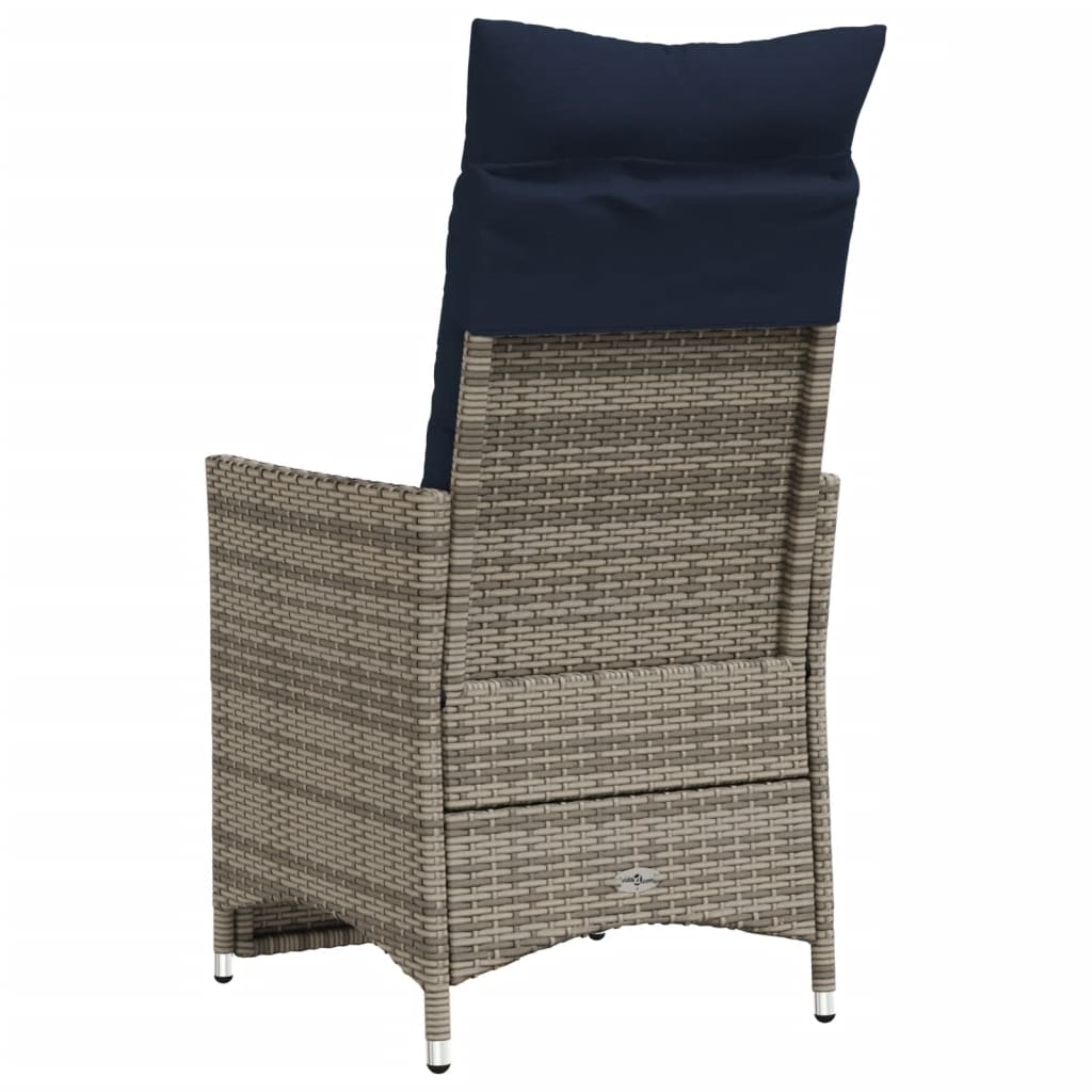 Sedia da giardino reclinabile con cuscini grigia in polyrattan