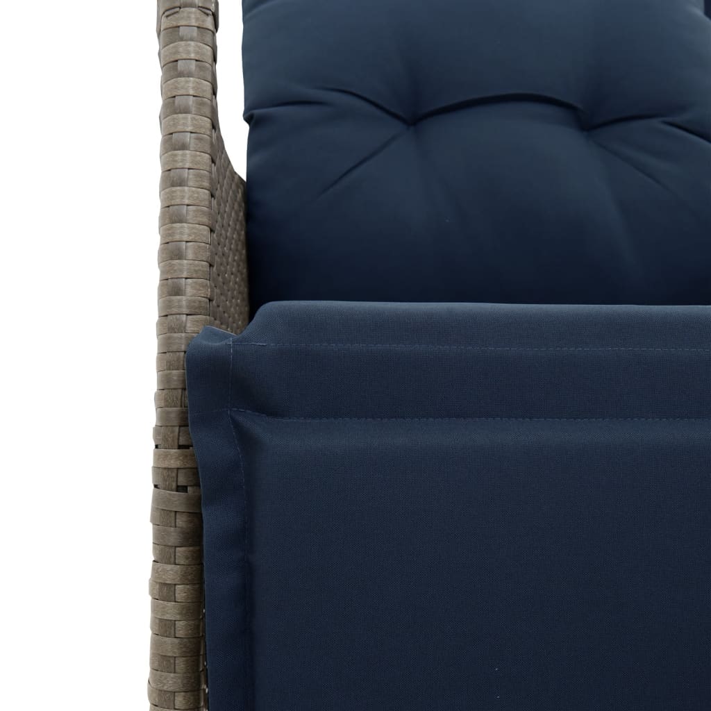Sedia da giardino reclinabile con cuscini grigia in polyrattan