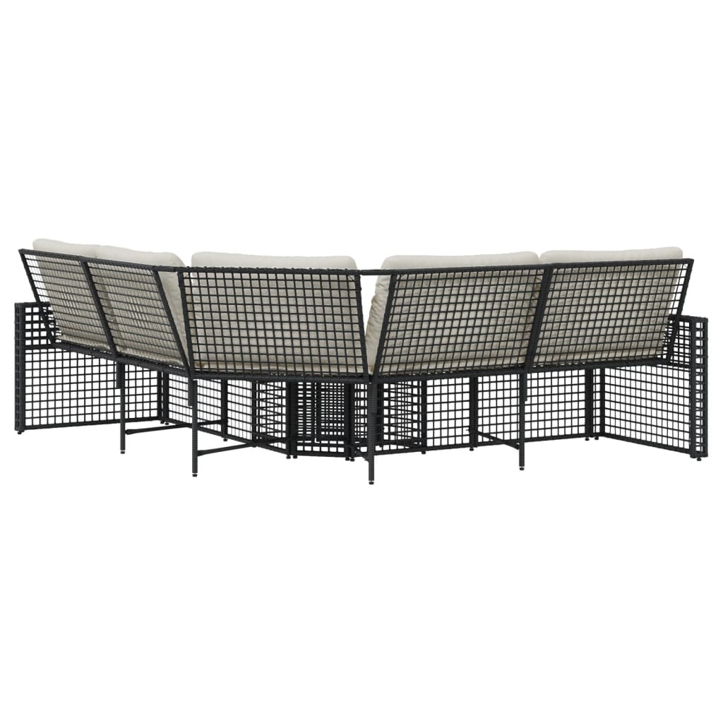 Divano da Giardino a L con Cuscini e Pouf in Polyrattan