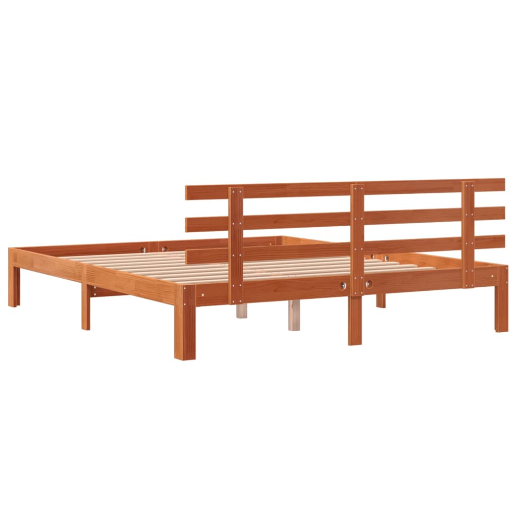 Letto senza Materasso Marrone Cera 160x200 cm in Legno di Pino - homemem39