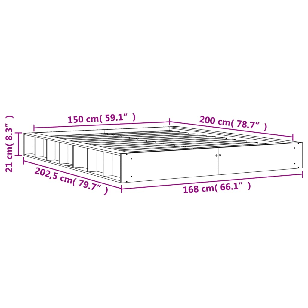 Letto senza Materasso Marrone Cera 150x200 cm in Legno di Pino - homemem39