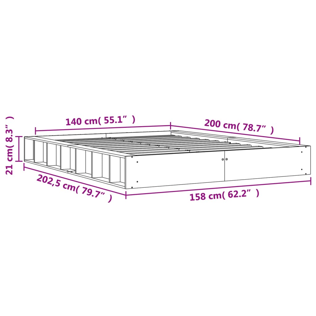 Giroletto senza Materasso Marrone Cera 140x200cm Massello Pino - homemem39