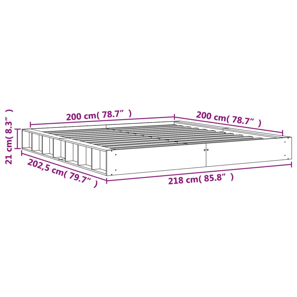 Giroletto senza Materasso Marrone Cera 200x200 cm Legno di Pino | homemem39
