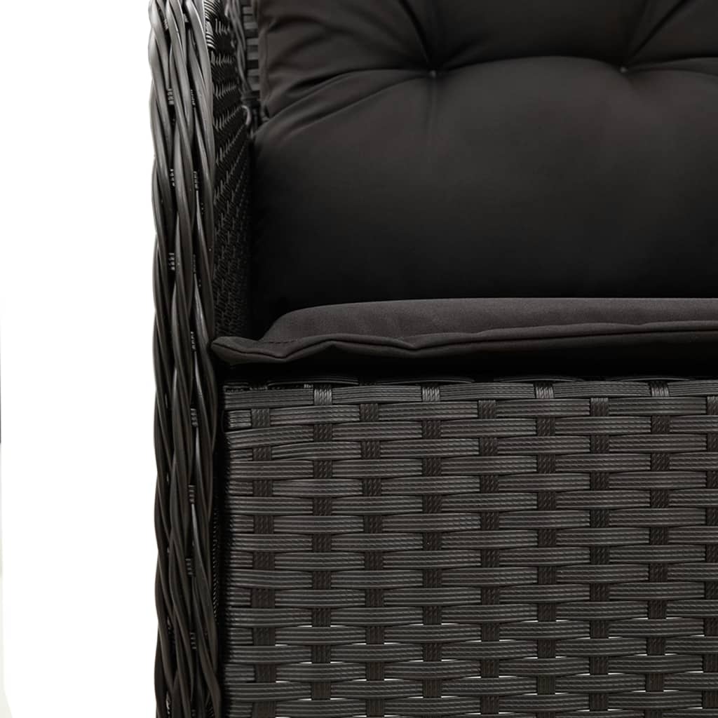 Set da Pranzo da Giardino 7 pz Nero con Cuscini in Polyrattan - homemem39