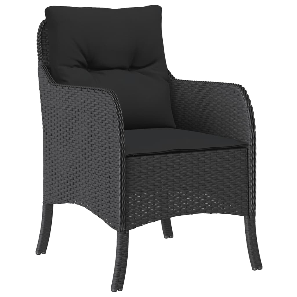 Set da Pranzo da Giardino 3 pz con Cuscini Nero in Polyrattan - homemem39