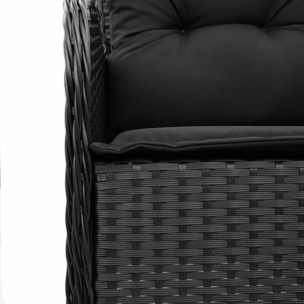 Set da Pranzo da Giardino 3 pz con Cuscini Nero in Polyrattan - homemem39