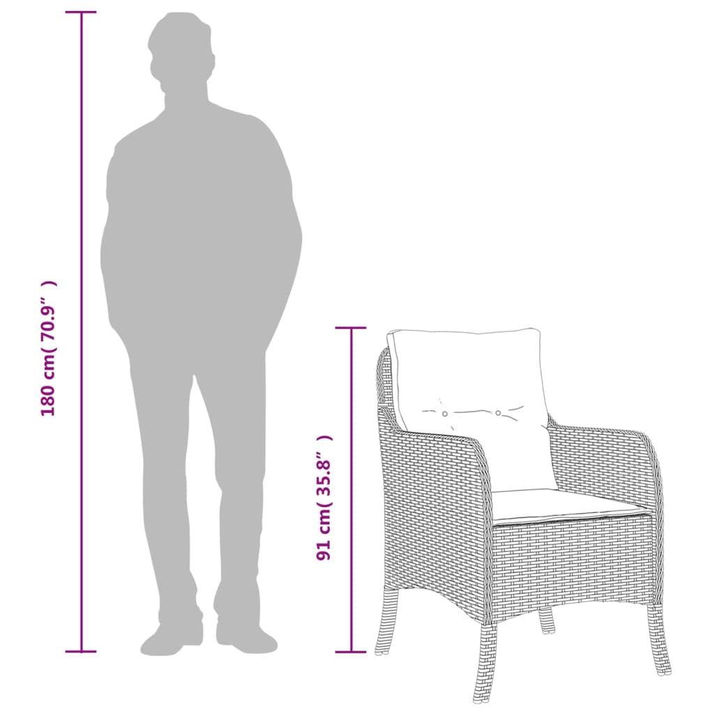 Set da Pranzo da Giardino 5 pz con Cuscini in Polyrattan Grigio - homemem39