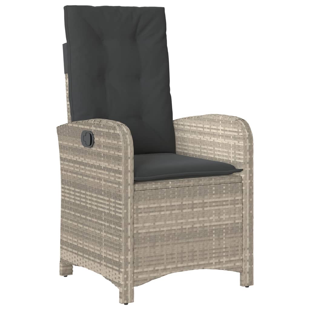Set Pranzo da Giardino 9pz con Cuscini Grigio Chiaro Polyrattan - homemem39