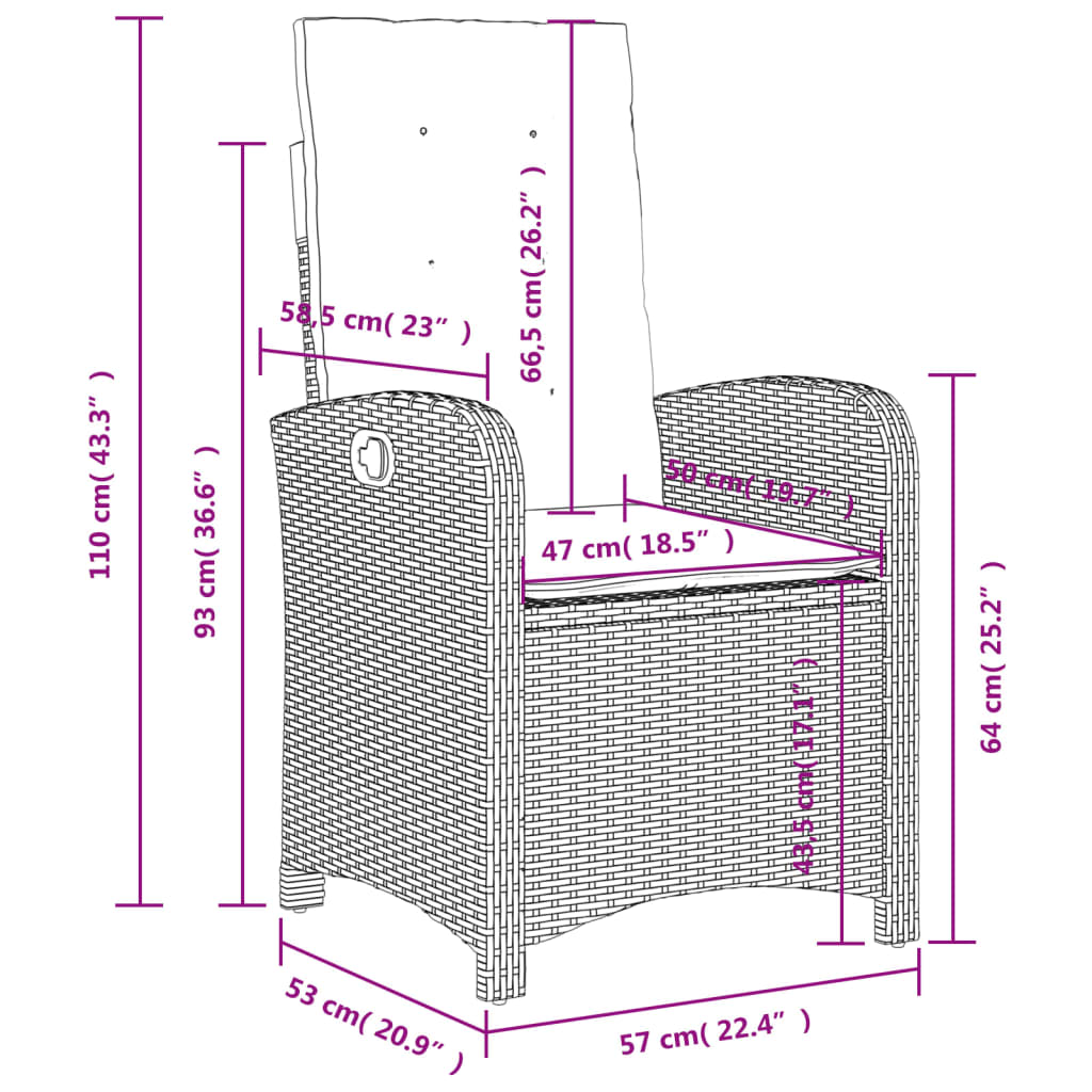 Set Pranzo da Giardino 5pz con Cuscini Grigio Chiaro Polyrattan | homemem39