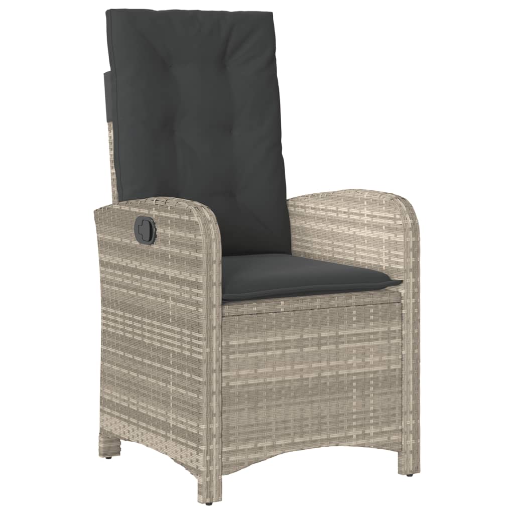 Set da Pranzo da Giardino 7 pz Cuscini Polyrattan Grigio Chiaro - homemem39