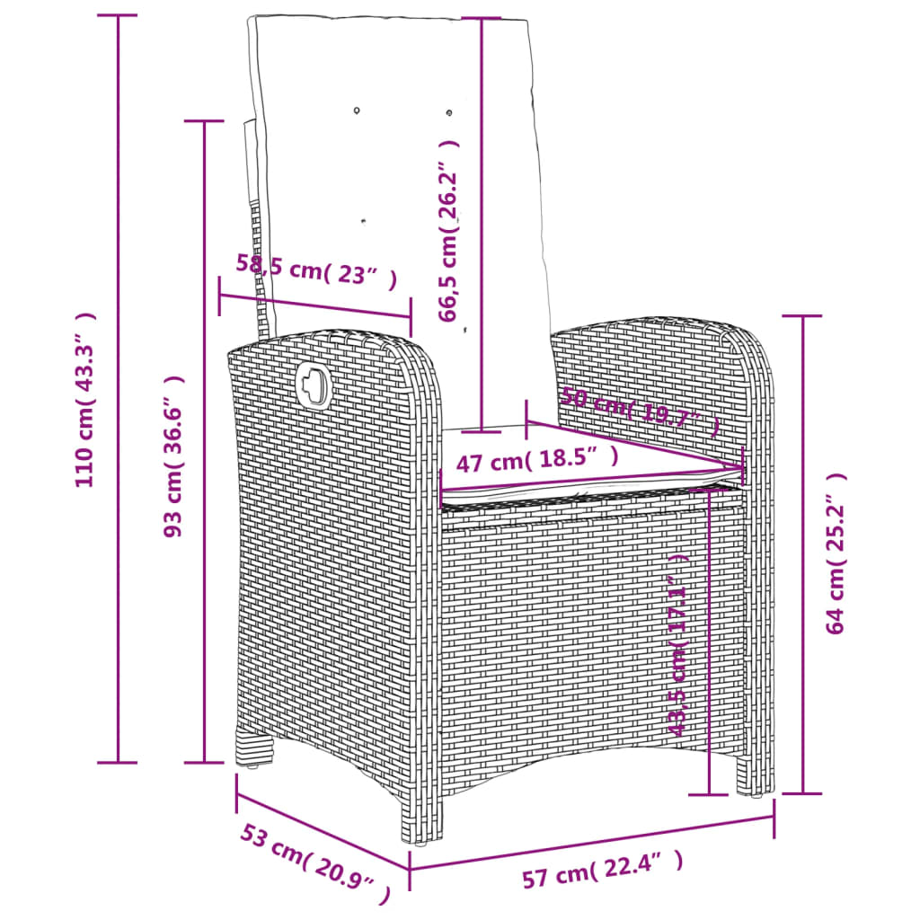Set da Pranzo da Giardino 7 pz Cuscini Polyrattan Grigio Chiaro - homemem39