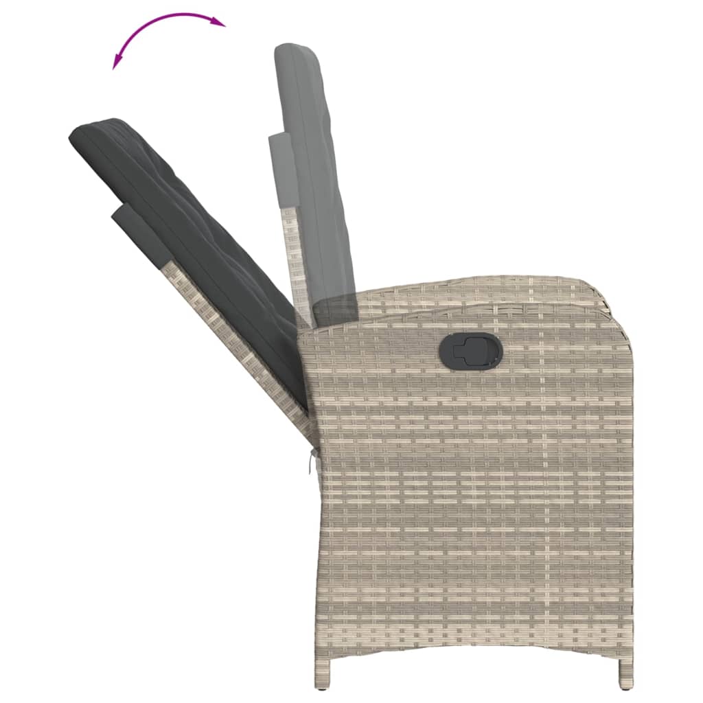 Set Pranzo da Giardino 9pz con Cuscini Grigio Chiaro Polyrattan - homemem39