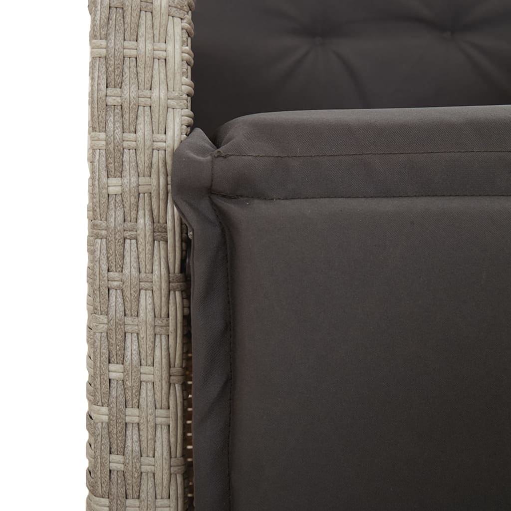 Set Pranzo da Giardino 9pz con Cuscini Grigio Chiaro Polyrattan - homemem39