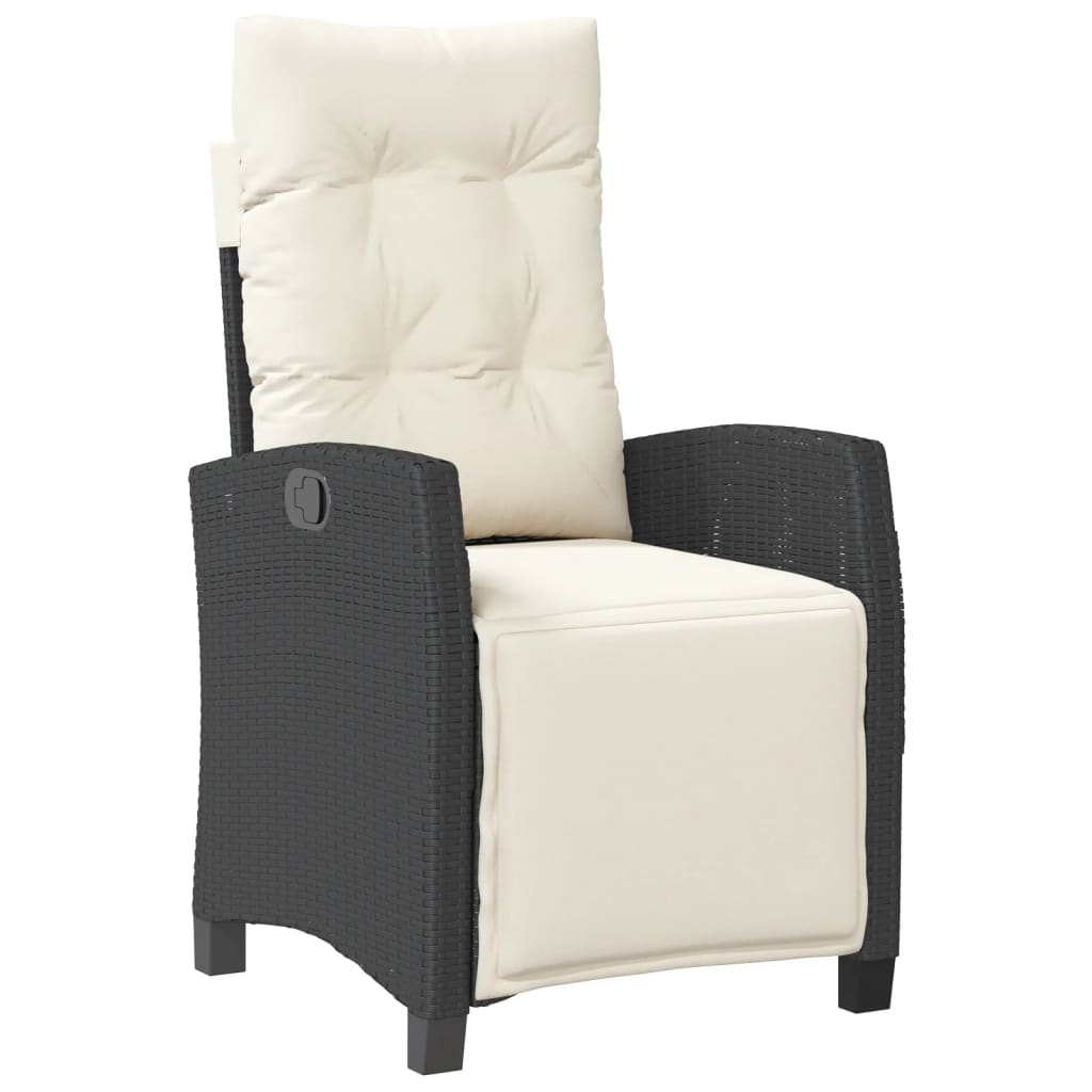 Set da Pranzo da Giardino 5 pz Nero con Cuscini in Polyrattan - homemem39