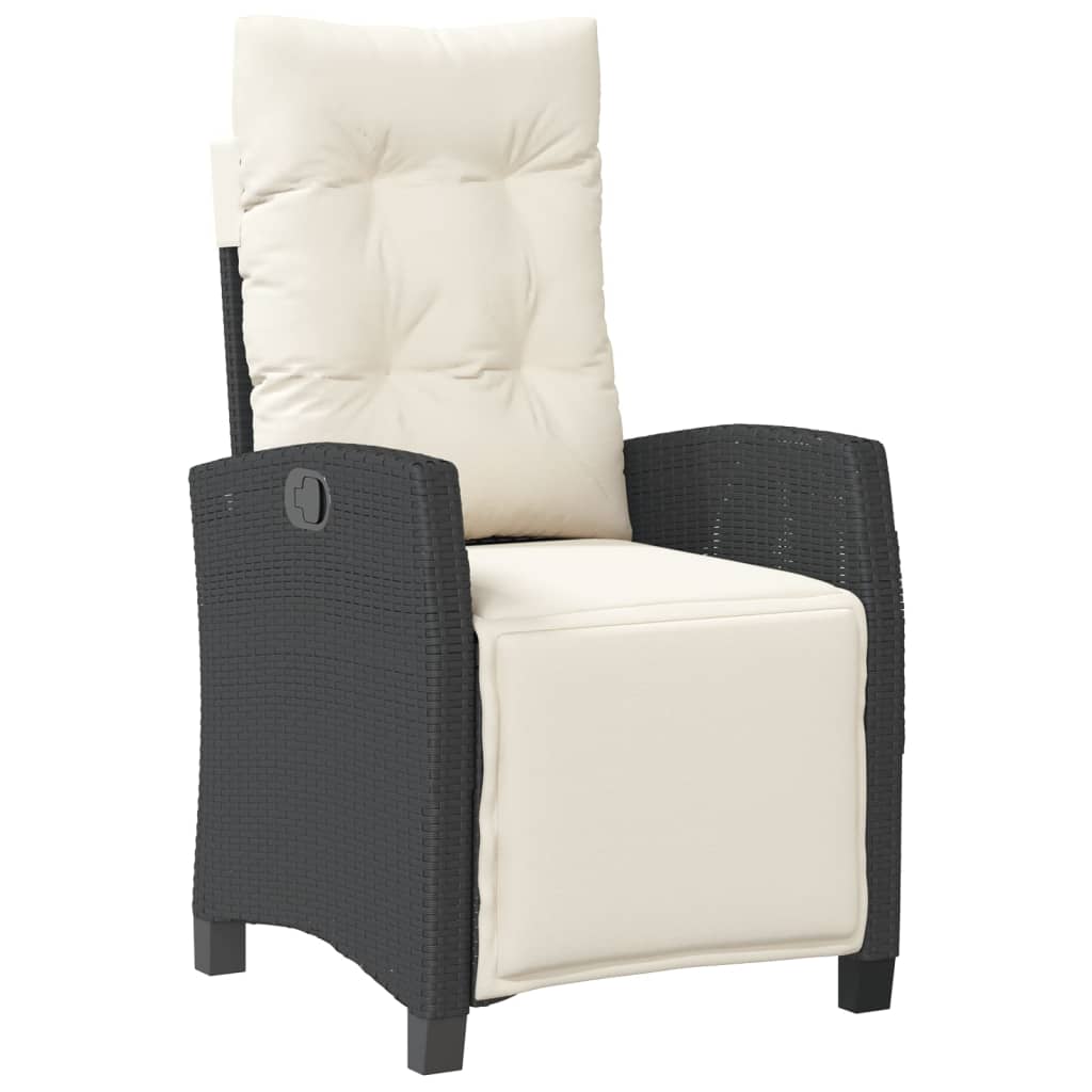 Set da Pranzo da Giardino 9 pz con Cuscini Nero in Polyrattan - homemem39