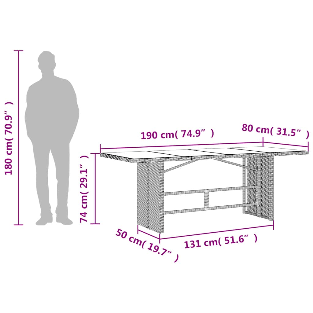 Set da Pranzo da Giardino 9 pz con Cuscini Nero in Polyrattan | homemem39