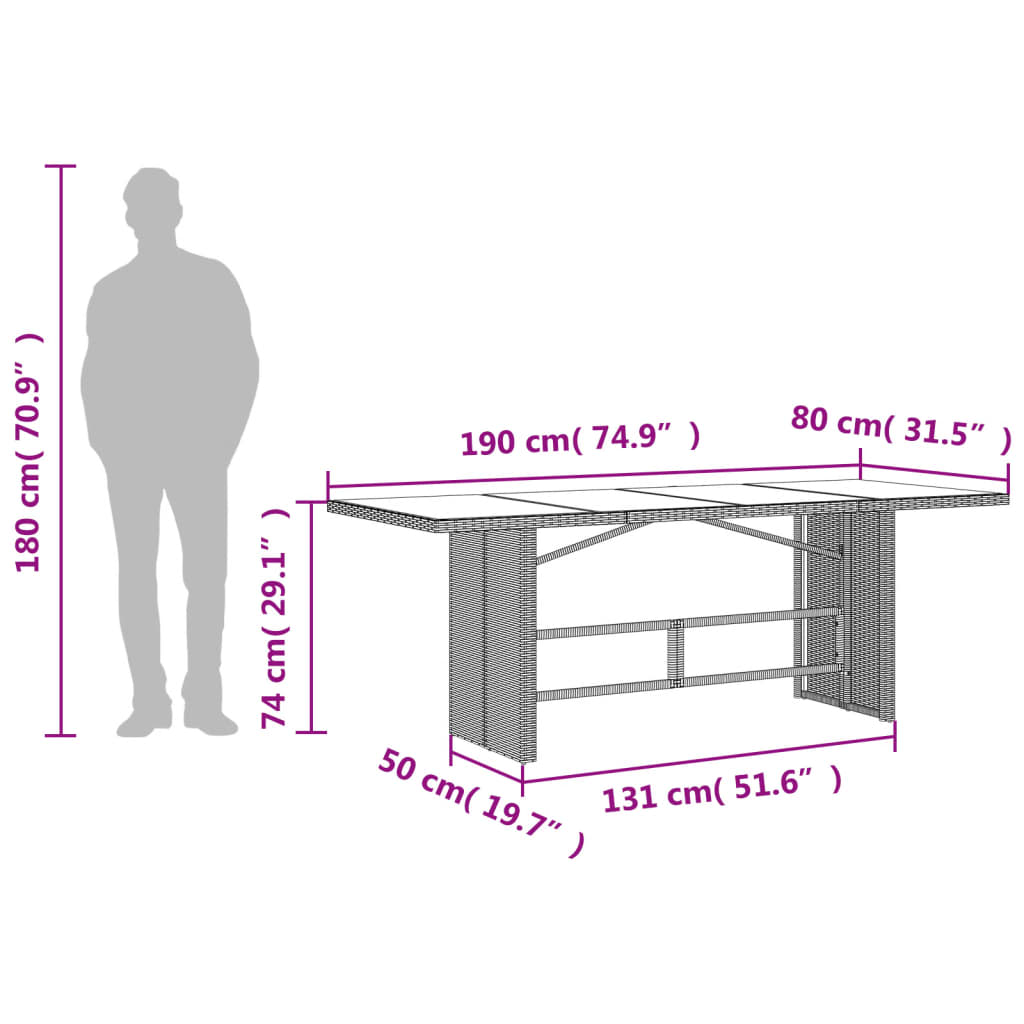 Set da Pranzo da Giardino 9 pz con Cuscini in Polyrattan Grigio | homemem39