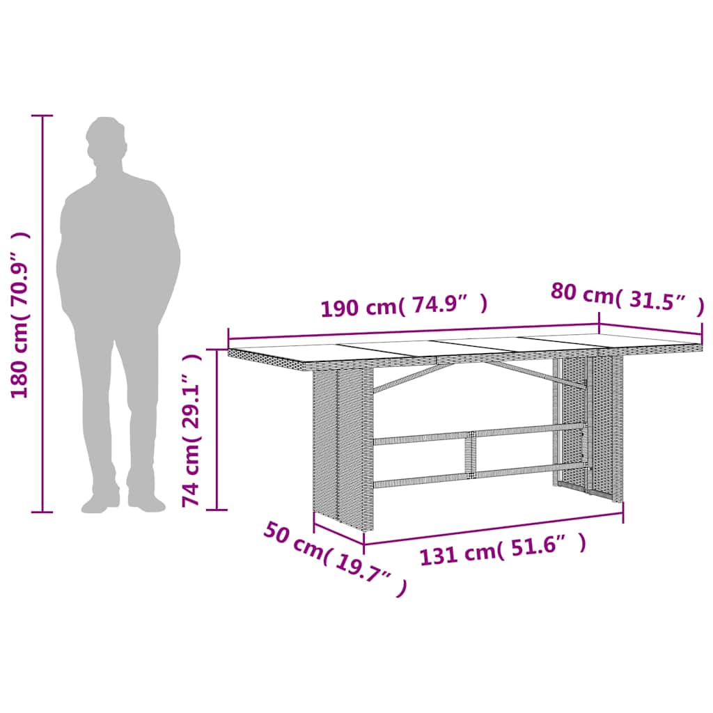 Set da Pranzo da Giardino 9 pz con Cuscini in Polyrattan Grigio | homemem39