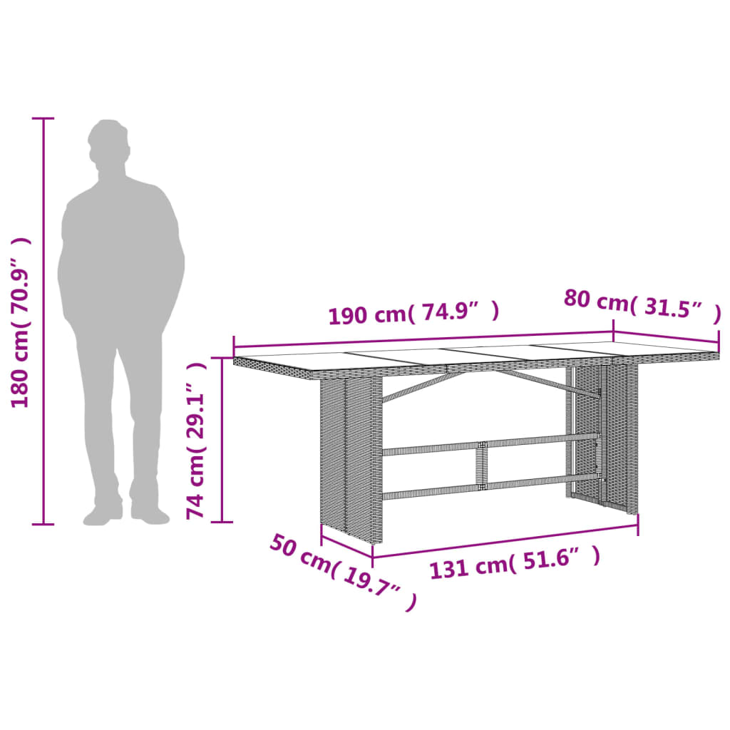 Set da Pranzo da Giardino 9 pz con Cuscini Nero in Polyrattan | homemem39