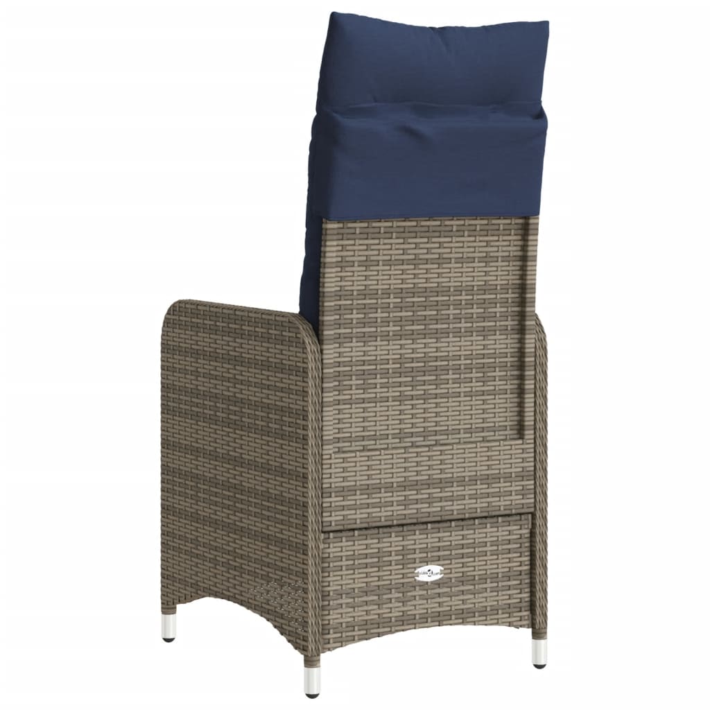 Sedia da giardino reclinabile con cuscini grigia in polyrattan