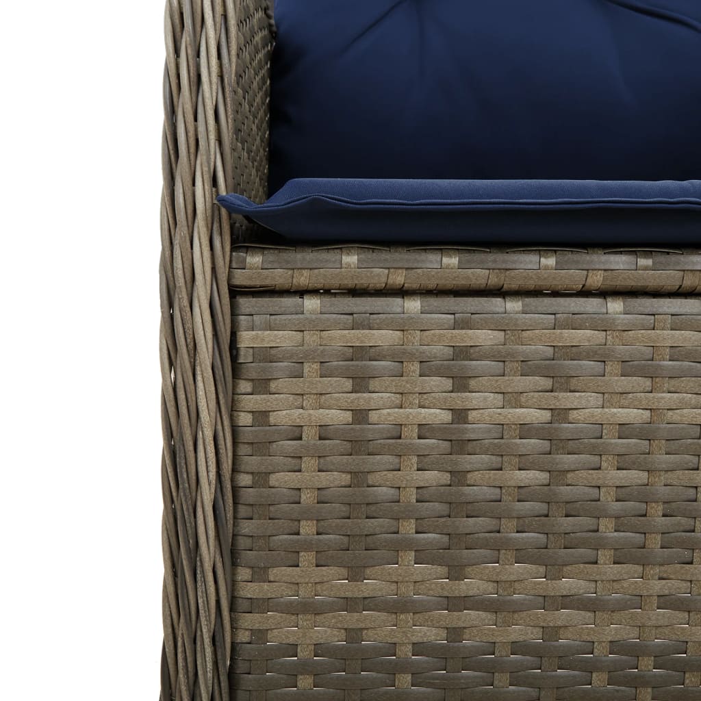 Sedia da giardino reclinabile con cuscini grigia in polyrattan