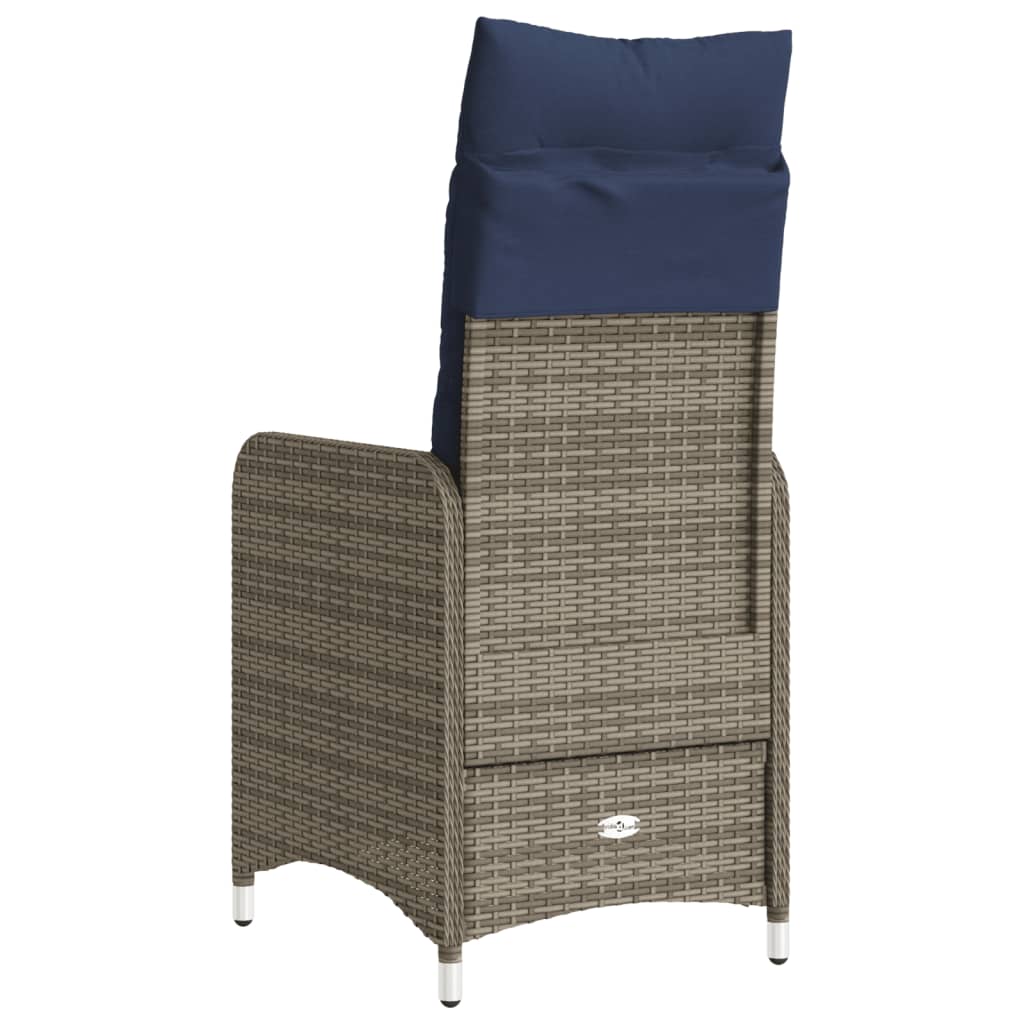 Sedie da giardino reclinabili 2 pz con cuscini grigie in polyrattan
