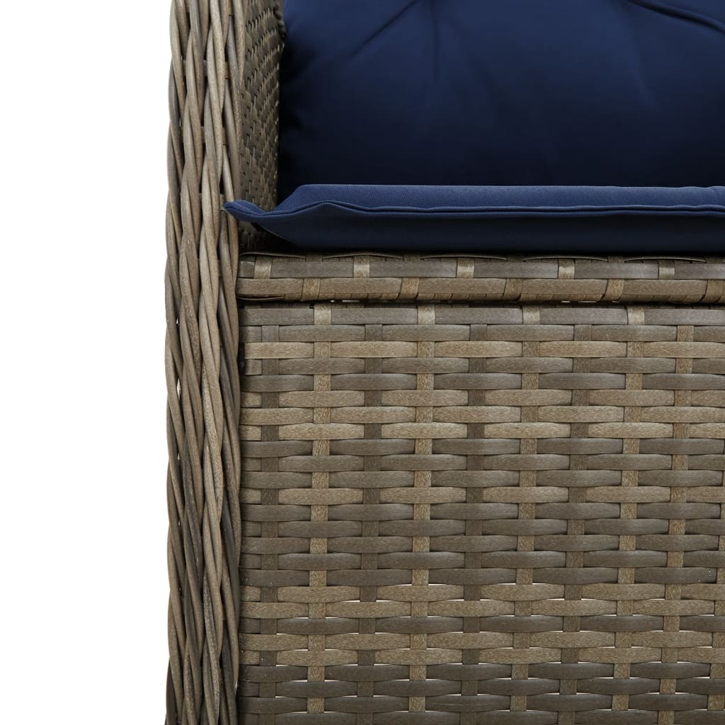 Sedie da giardino reclinabili 2 pz con cuscini grigie in polyrattan