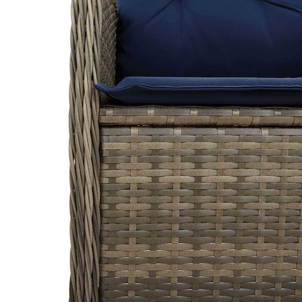 Sedie da giardino reclinabili 2 pz con tavolo grigio in polyrattan