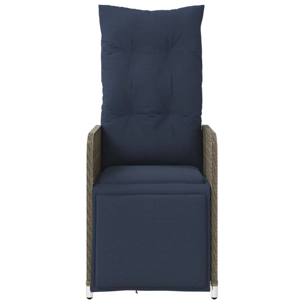 Sedie da giardino reclinabili 2 pz con tavolo grigio in polyrattan
