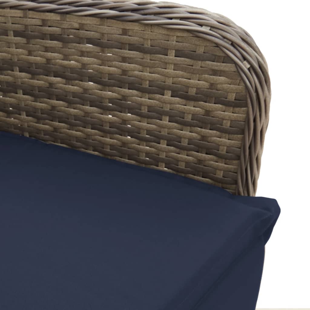 Sedie da giardino reclinabili 2 pz con tavolo grigio in polyrattan