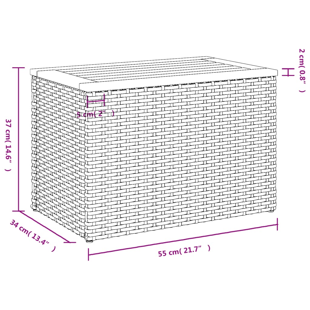 Tavolini Giardino 2pz Neri 55x34x37cm Polyrattan Legno Massello | homemem39