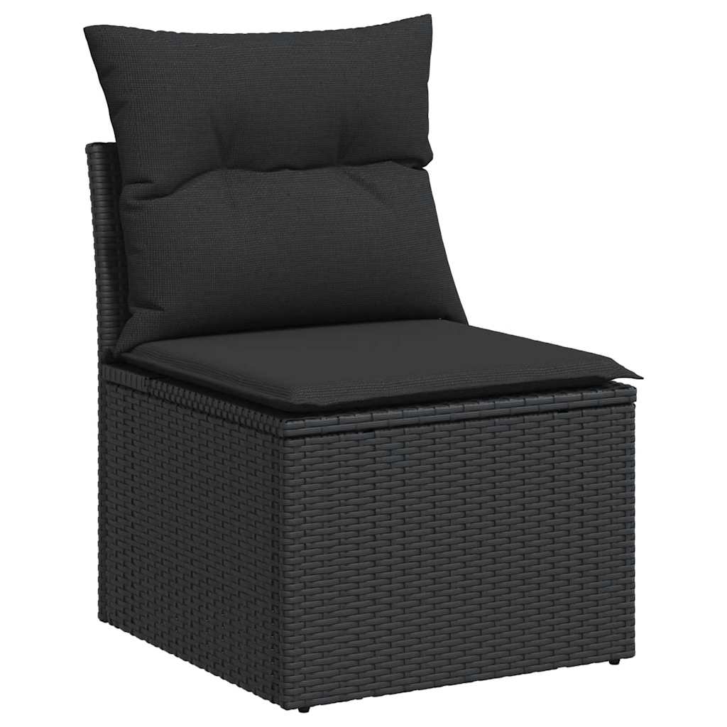 Sedia da Giardino Senza Braccioli con Cuscini Nera Polyrattan - homemem39
