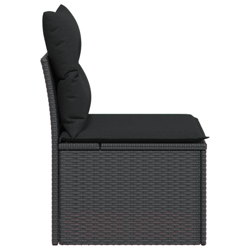 Sedia da Giardino Senza Braccioli con Cuscini Nera Polyrattan - homemem39