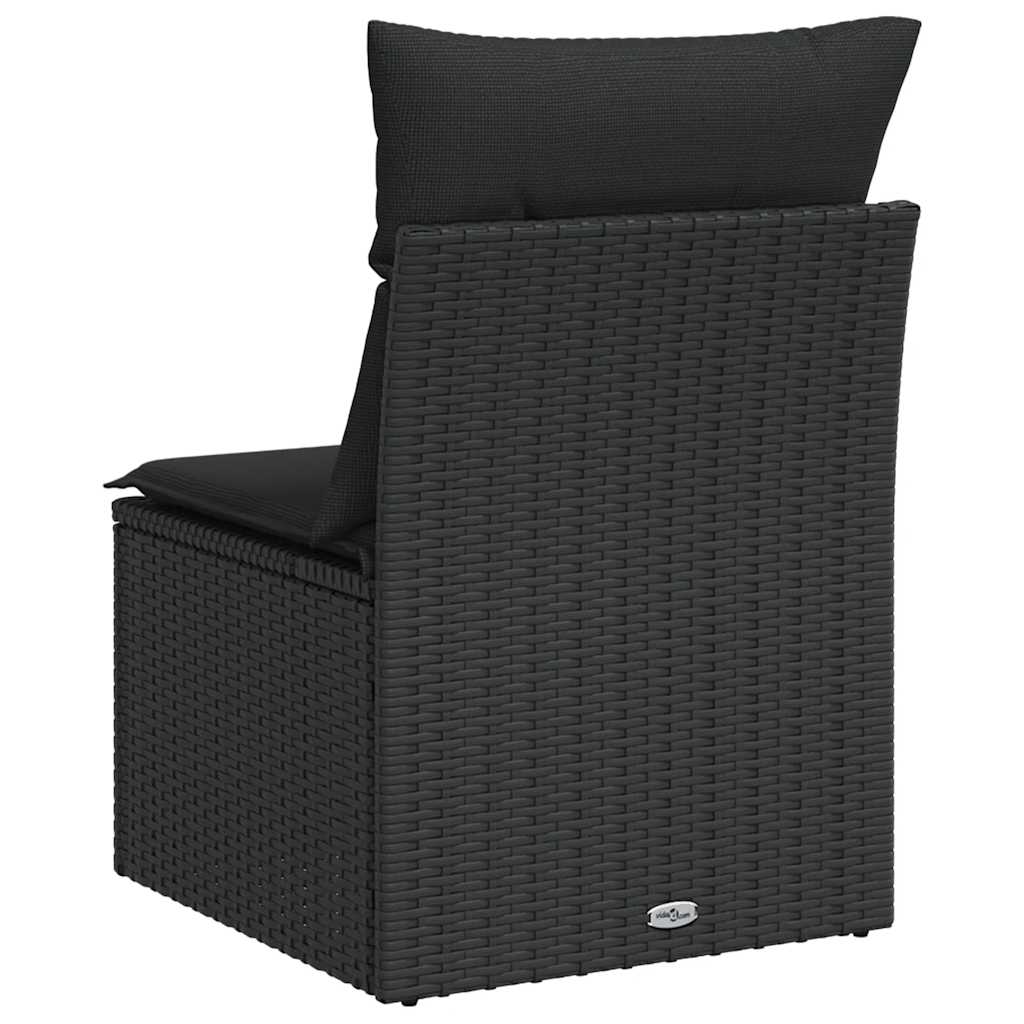 Sedia da Giardino Senza Braccioli con Cuscini Nera Polyrattan - homemem39