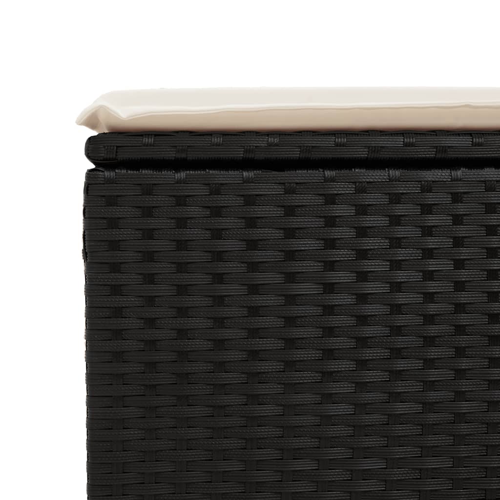 Sgabello Giardino con Cuscino Nero 55x55x37 cm in Polyrattan - homemem39