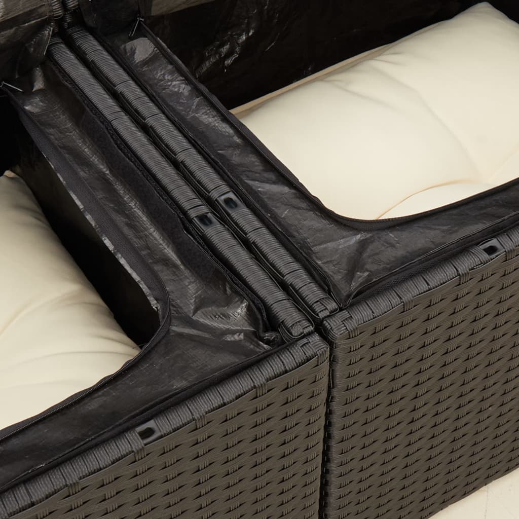 Divano da Giardino con Cuscini a 2 Posti Nero in Polyrattan - homemem39