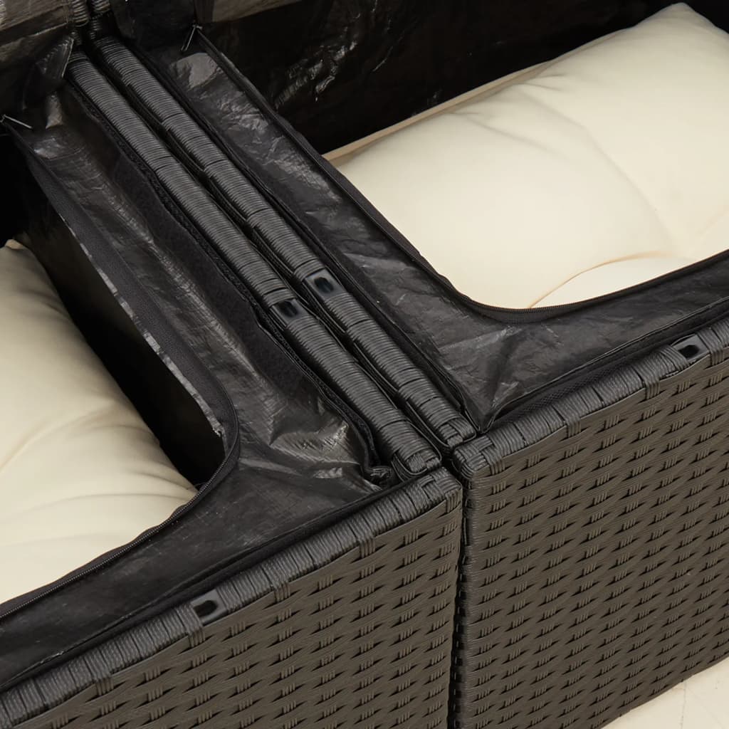 Divano da Giardino con Cuscini a 2 Posti Nero in Polyrattan - homemem39