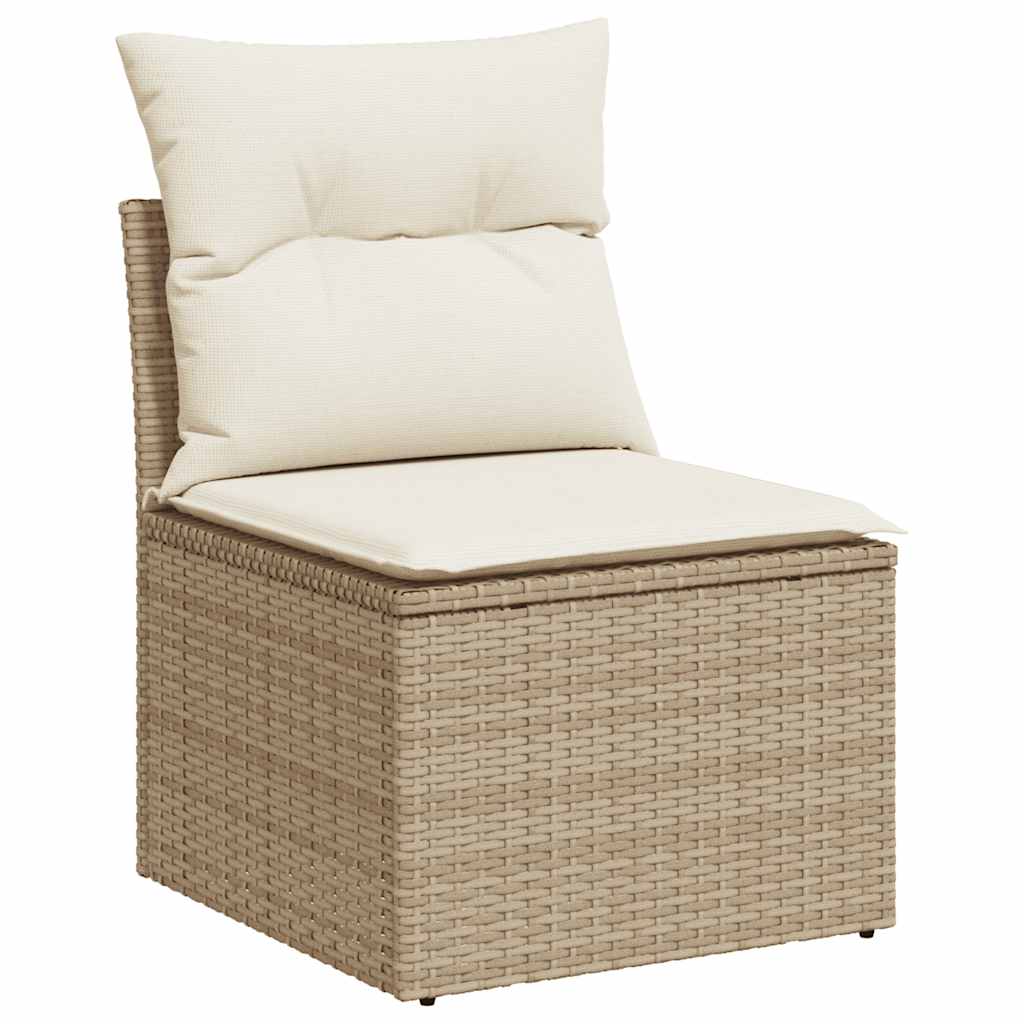 Divano Giardino Senza Braccioli con Cuscini Beige in Polyrattan - homemem39