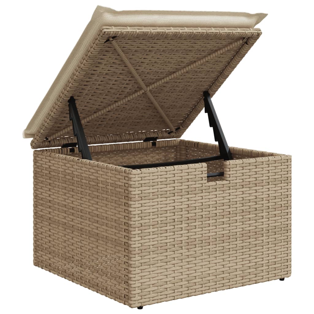 Sgabello Giardino con Cuscino Beige 55x55x37 cm in Polyrattan - homemem39
