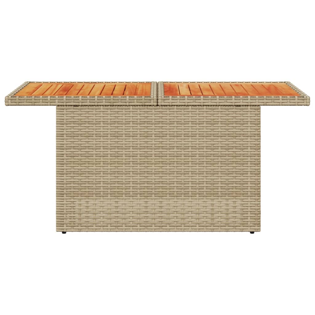 Beige Garden Table 100x55x73 cm Polyrattan and Acacia Wood