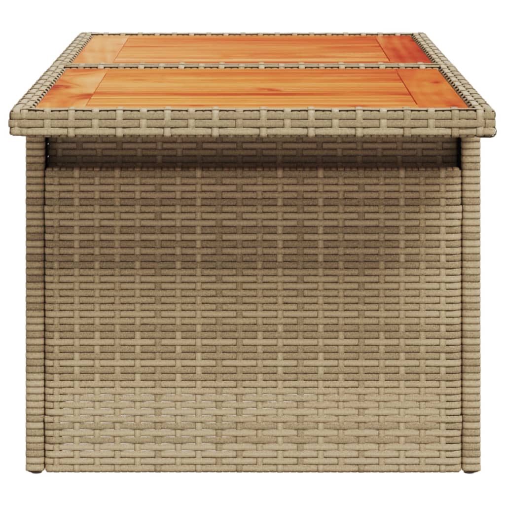 Beige Garden Table 100x55x73 cm Polyrattan and Acacia Wood