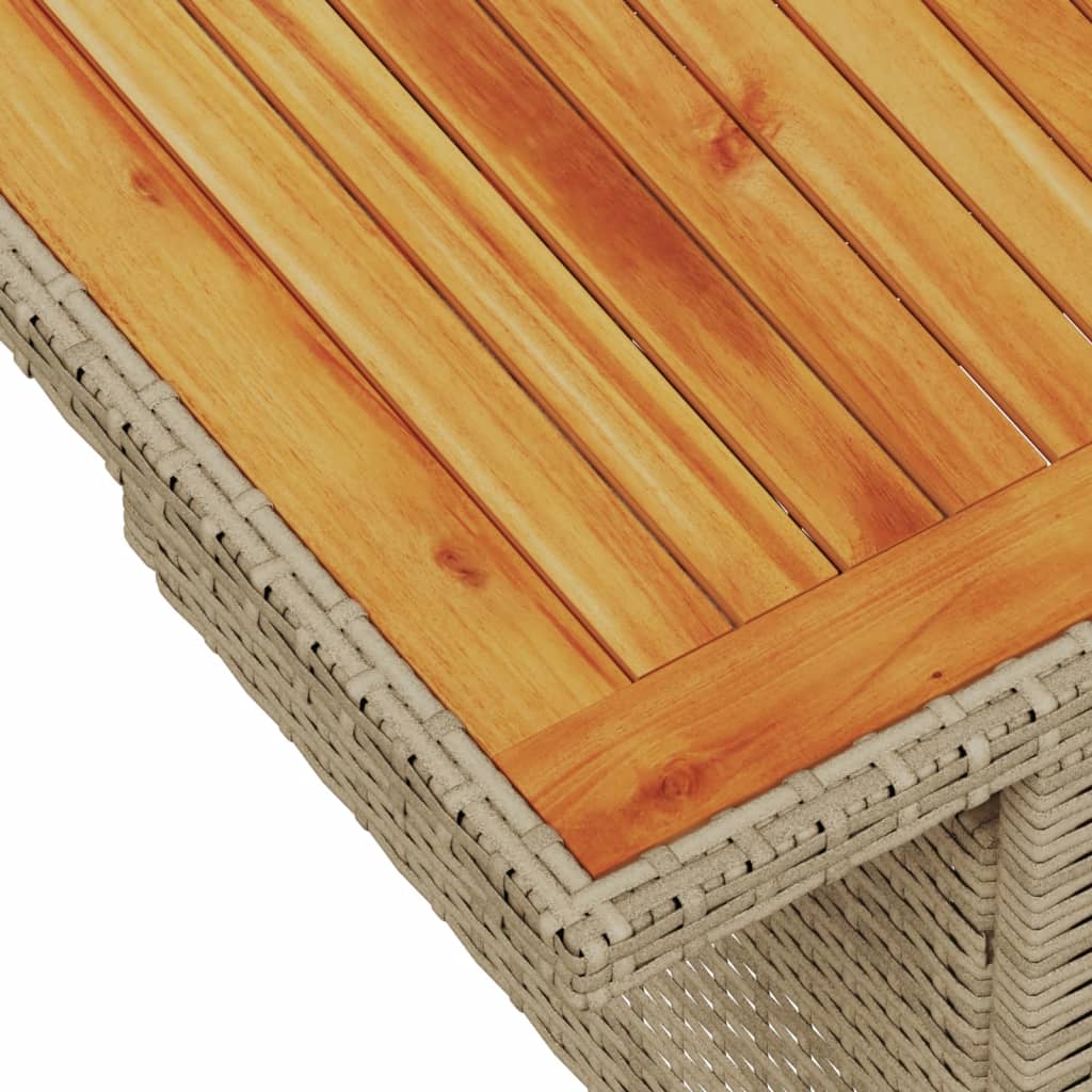Beige Garden Table 100x55x73 cm Polyrattan and Acacia Wood
